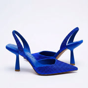 Dames Strass Slingback Hak Dames – Luxe Puntige Pumps Met Glitter Steentjes | Gisra