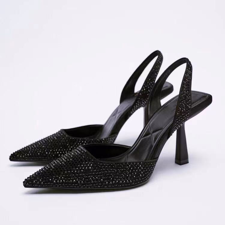Dames Strass Slingback Hak Dames – Luxe Puntige Pumps Met Glitter Steentjes | Gisra