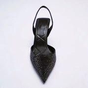 Dames Strass Slingback Hak Dames – Luxe Puntige Pumps Met Glitter Steentjes | Gisra