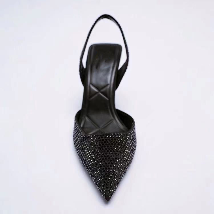 Dames Strass Slingback Hak Dames – Luxe Puntige Pumps Met Glitter Steentjes | Gisra