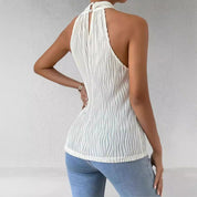 Dames Geplooide Halter Top met Luxe Structuur en Getailleerde Pasvorm | Slim Fit Crop Top | Gita