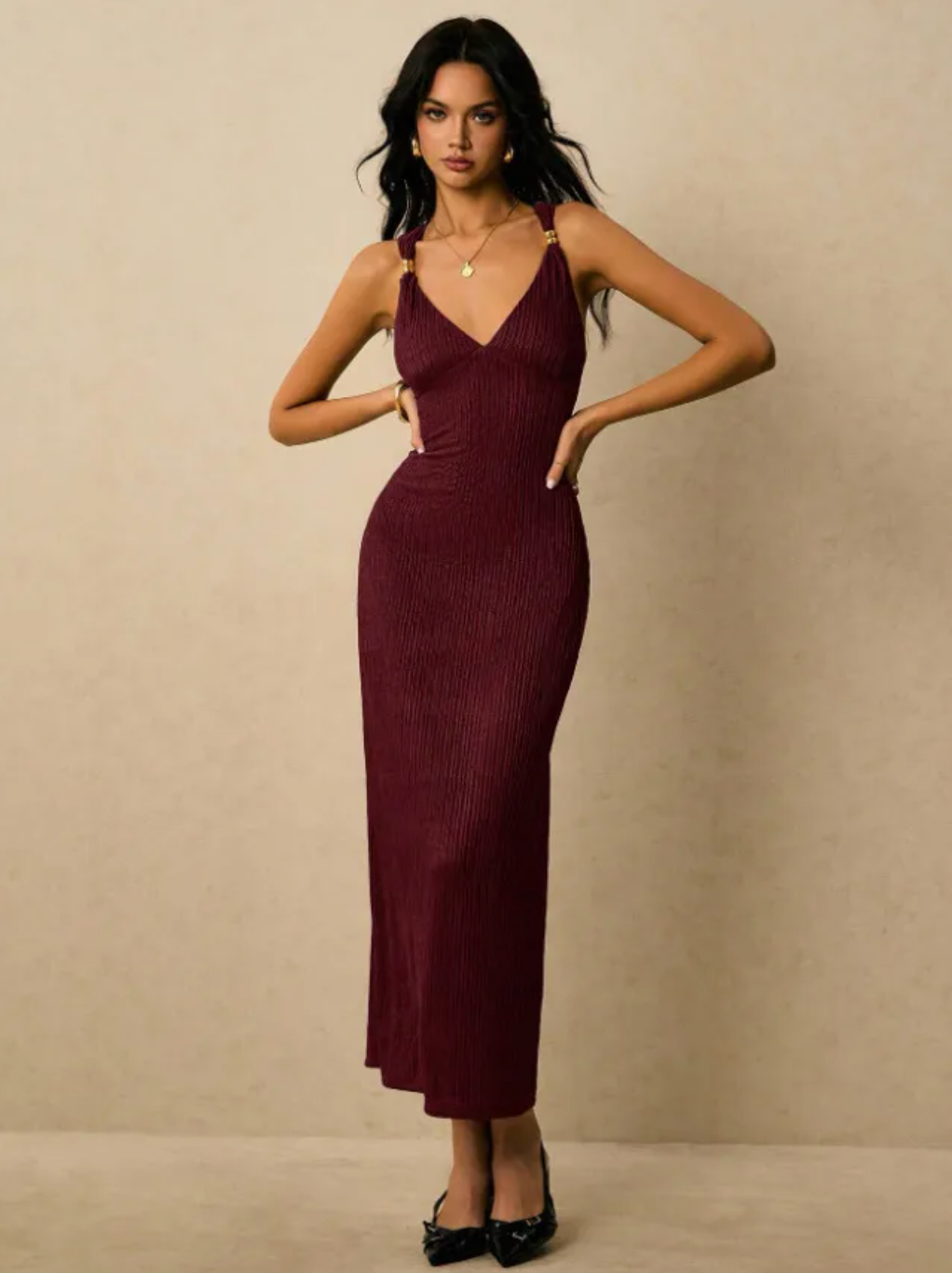 Dames Luchtige Slim Fit Midi Jurk met Open Rug | Perfect voor de Zomer en Strand | Gitzy