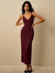 Dames Luchtige Slim Fit Midi Jurk met Open Rug | Perfect voor de Zomer en Strand | Gitzy