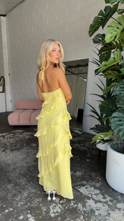 Dames Elegante Halter Maxi Jurk met Ruffles | Luchtig, Vrouwelijk en Zomers Chic | Giulia