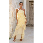 Dames Halter Midi Jurk met Ruffles | Luchtige en Elegante Zomerlook | Giuliana