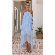 Dames Halter Midi Jurk met Ruffles | Luchtige en Elegante Zomerlook | Giuliana