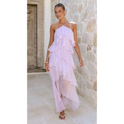 Dames Halter Midi Jurk met Ruffles | Luchtige en Elegante Zomerlook | Giuliana