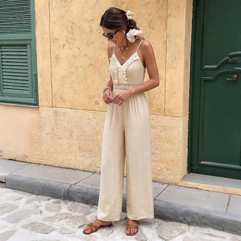 Dames Elegante Zomerse Luchtige Jumpsuit met Kantdetails | Perfect voor de Zomer en Warme Dagen | Glasierra