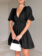 Dames Luchtige V-Hals Zomerjurk met Pofmouwen | A-lijn Jurk voor een Frisse Look | Gledis