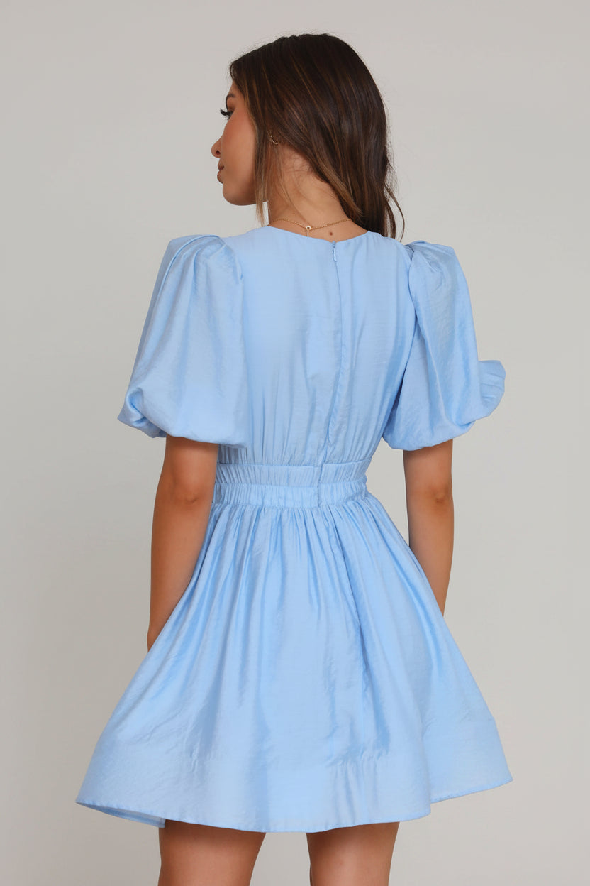 Dames Luchtige V-Hals Zomerjurk met Pofmouwen | A-lijn Jurk voor een Frisse Look | Gledis
