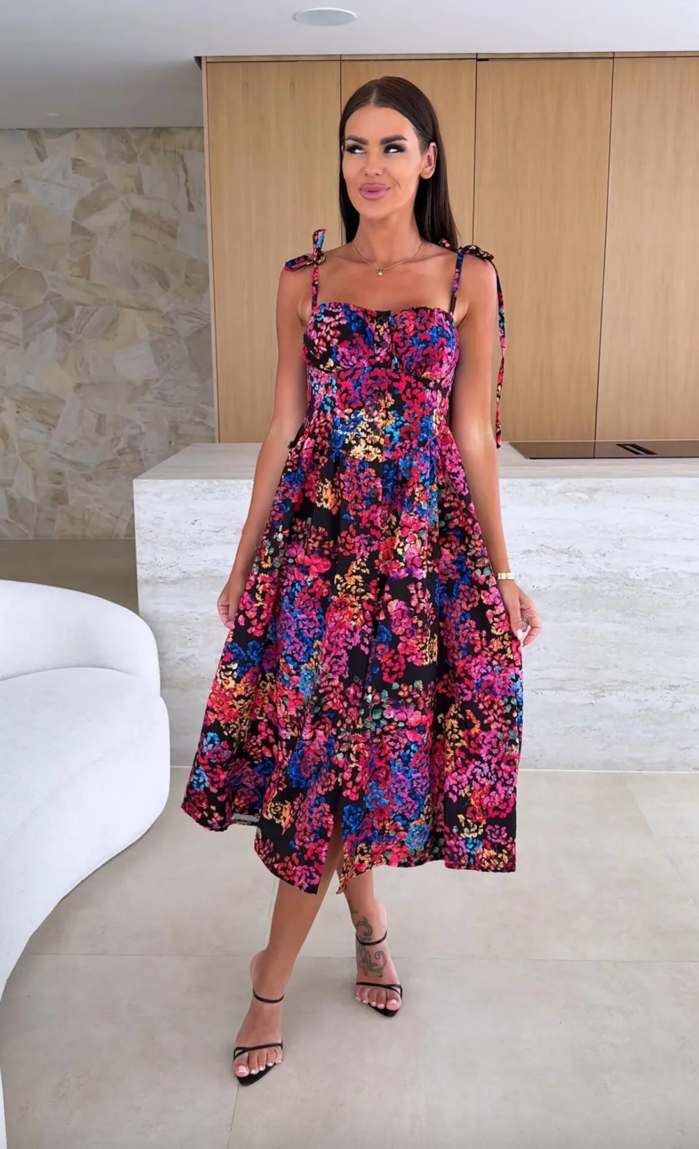 Dames Elegante Zomerse Print Midi Jurk met A-lijn Pasvorm | Glemon