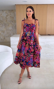 Dames Elegante Zomerse Print Midi Jurk met A-lijn Pasvorm | Glemon