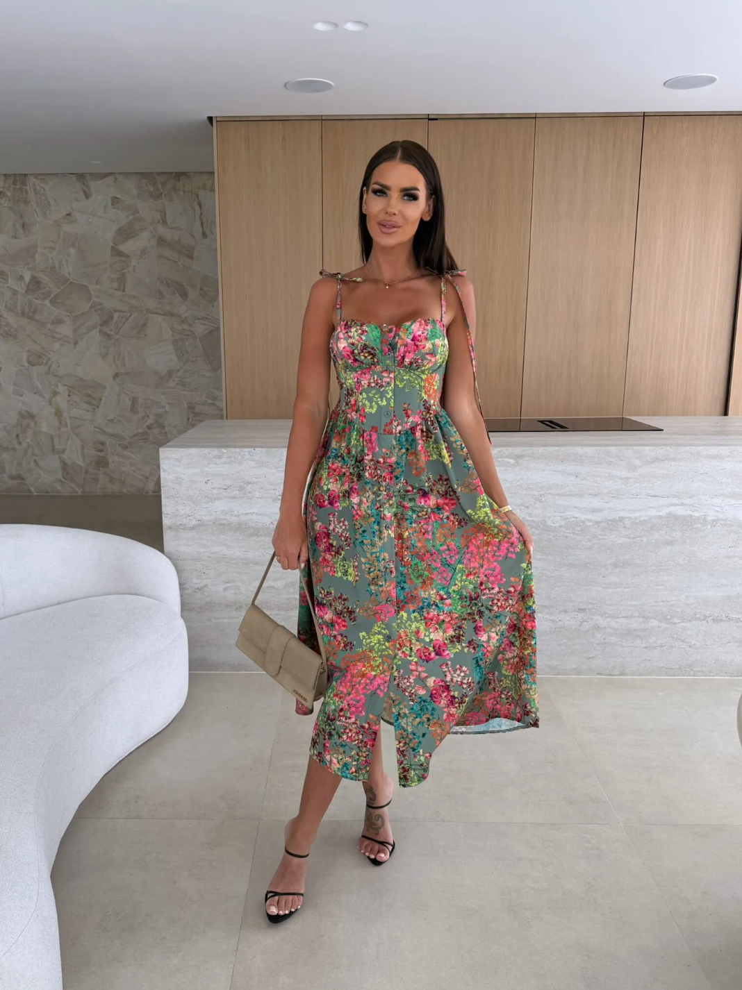 Dames Elegante Zomerse Print Midi Jurk met A-lijn Pasvorm | Glemon