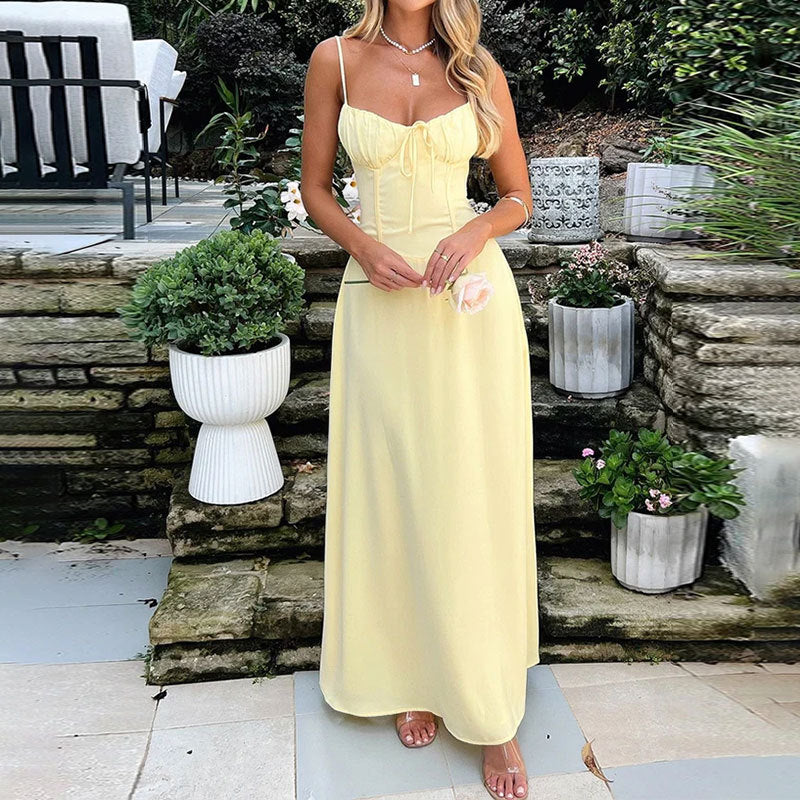 Dames Elegante Maxi Jurk met Strikdetail | Luchtige A-lijn Zomerjurk | Gloria