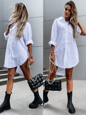 Dames Luchtige Oversized Blouse Jurk | Lange Losvallende Shirt Jurk Met Knoopsluiting | Glouisa