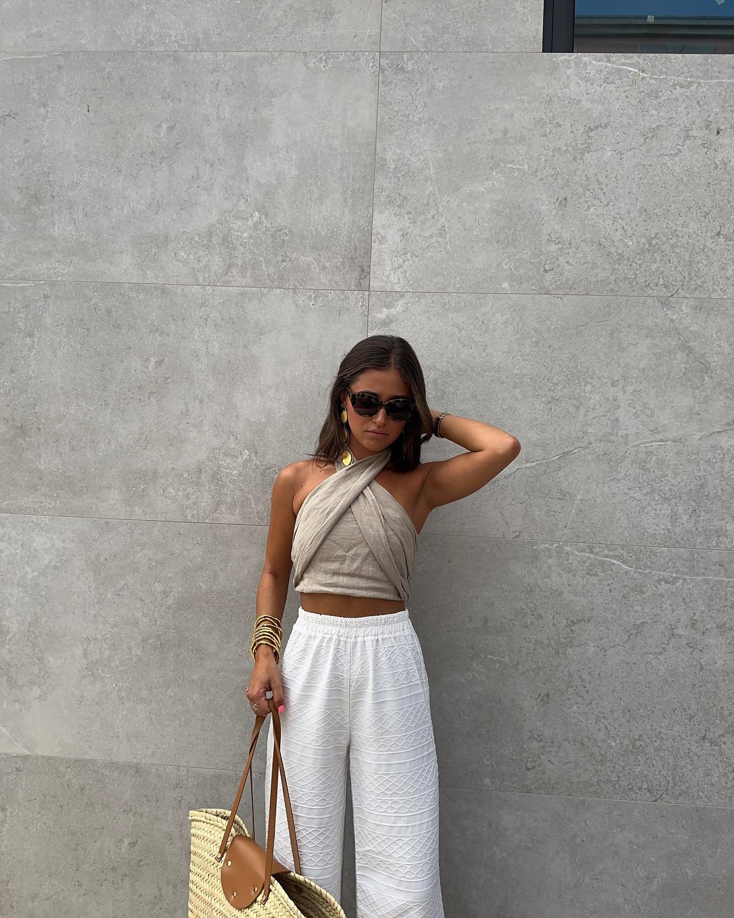 Dames Linnen Halter Top met Open Rug en Getailleerde Pasvorm | Crop Top | Goldy