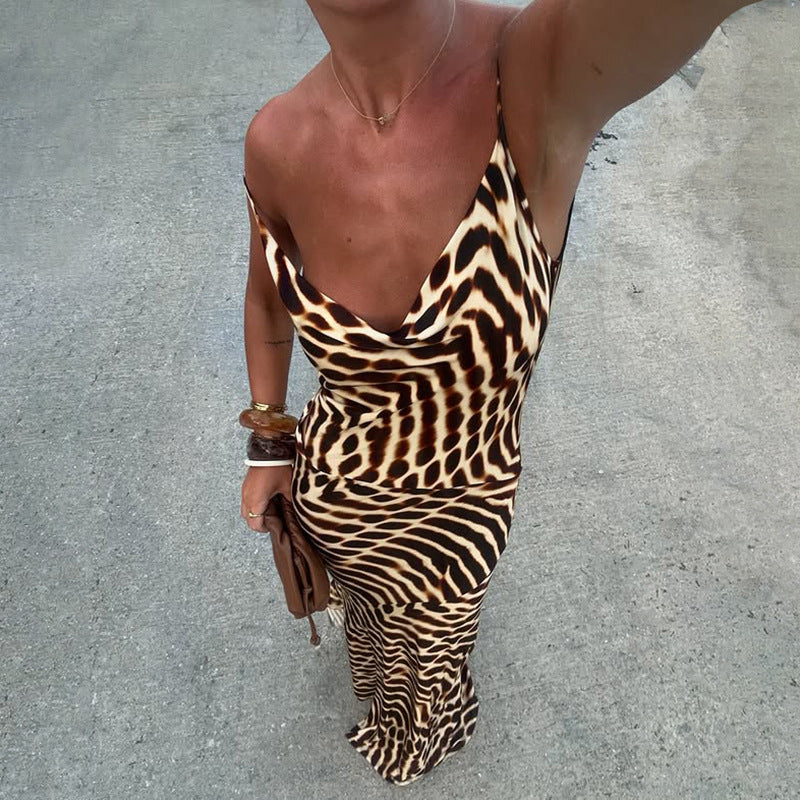 Dames Zomerse Elegante Maxi Jurk met Dierenprint | Statement Look voor Strand en Festival | Golenisia