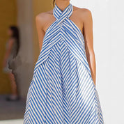 Dames Zomers Gestreepte Halter Maxi Jurk | Luchtig en Perfect voor het Strand en Zon | Gonaco