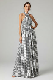 Dames Zomers Gestreepte Halter Maxi Jurk | Luchtig en Perfect voor het Strand en Zon | Gonaco