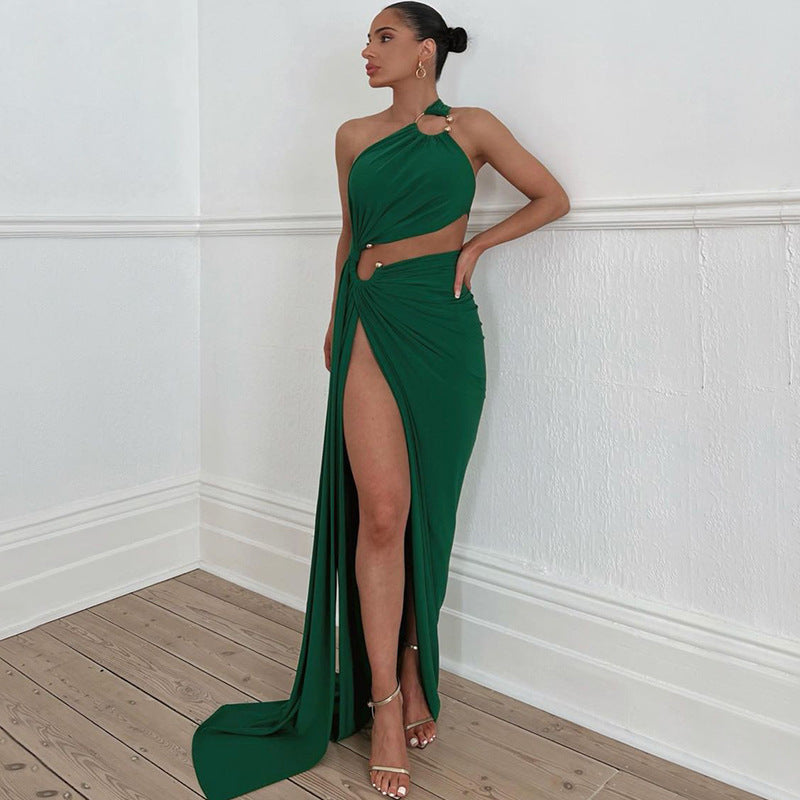 Dames Cut-Out Maxi Jurk met Split en Open Rug | Gonika