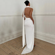 Dames Cut-Out Maxi Jurk met Split en Open Rug | Gonika