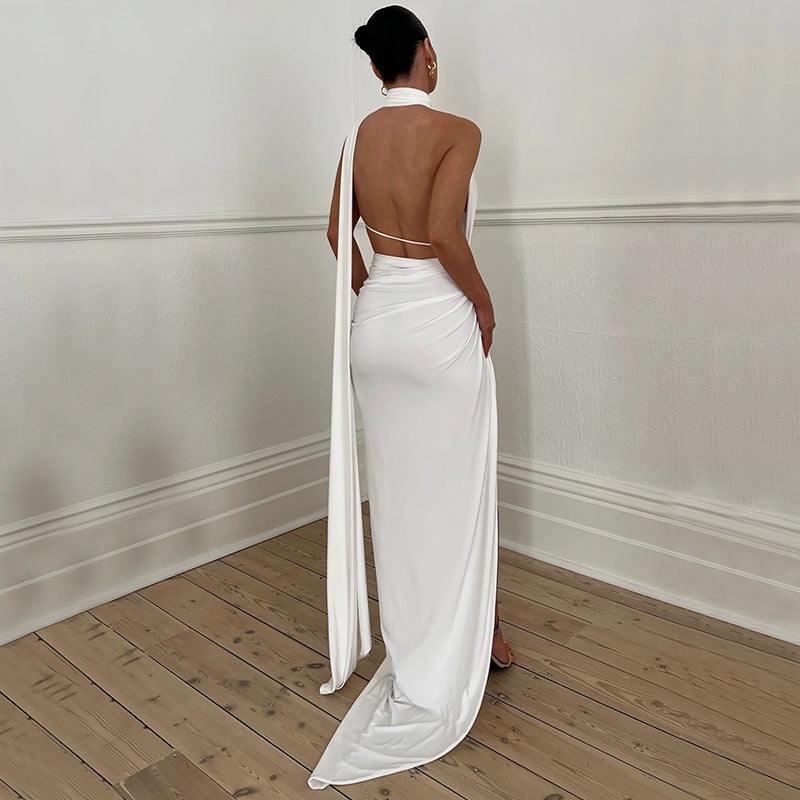 Dames Cut-Out Maxi Jurk met Split en Open Rug | Gonika