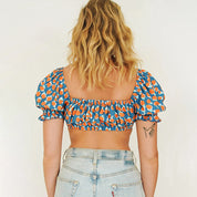 Dames Crop Top met Fruit Print en Pofmouwen | Zomers en Trendy | Gorange