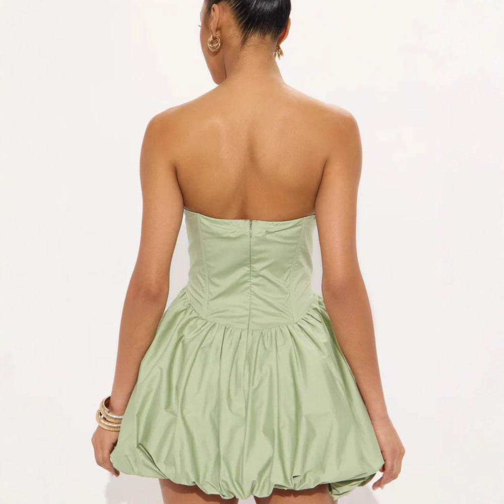 Dames Strapless Mini Tube Jurk met Volume Rok | Gorsiara