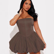 Dames Strapless Mini Tube Jurk met Volume Rok | Gorsiara