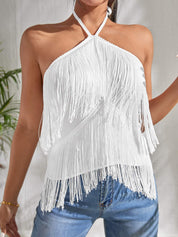 Dames Trendy Halter Top met Franjes en Open Rug | Granoda