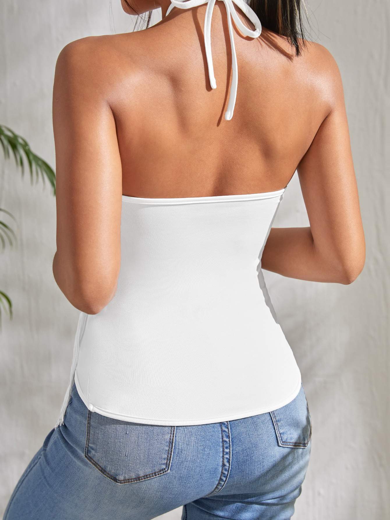 Dames Trendy Halter Top met Franjes en Open Rug | Granoda