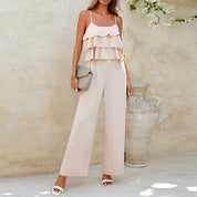 Dames Elegante Ruffle Jumpsuit met Wijde Pijpen | Luchtige & Vrouwelijke Zomerlook | Griffinity