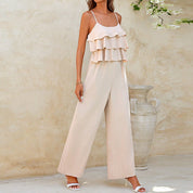 Dames Elegante Ruffle Jumpsuit met Wijde Pijpen | Luchtige & Vrouwelijke Zomerlook | Griffinity