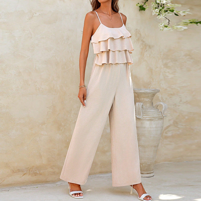 Dames Elegante Ruffle Jumpsuit met Wijde Pijpen | Luchtige & Vrouwelijke Zomerlook | Griffinity