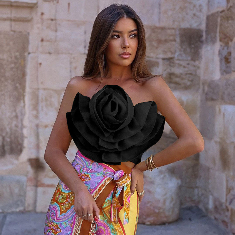 Dames Organza Bloem Top – Statement Strapless Top | Grosali