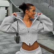 Dames Y2K Corset Hoodie | Slim FIt Vest met Rits & Capuchon | Trendy Streetwear Jacket | Guarda