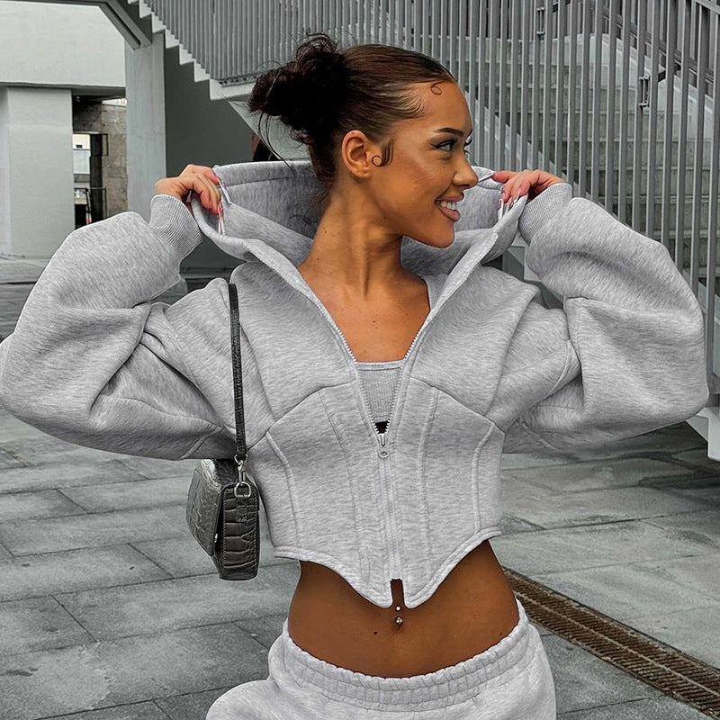 Dames Y2K Corset Hoodie | Slim FIt Vest met Rits & Capuchon | Trendy Streetwear Jacket | Guarda
