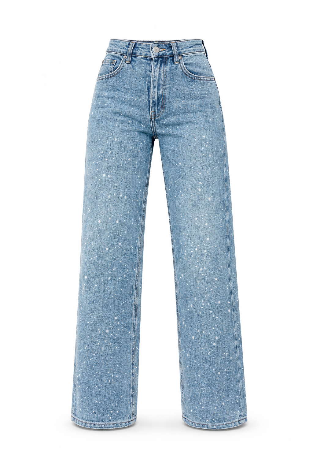 Dames High‑Waist Jeans met Glitter Details | Rechte Pijpen | Guba