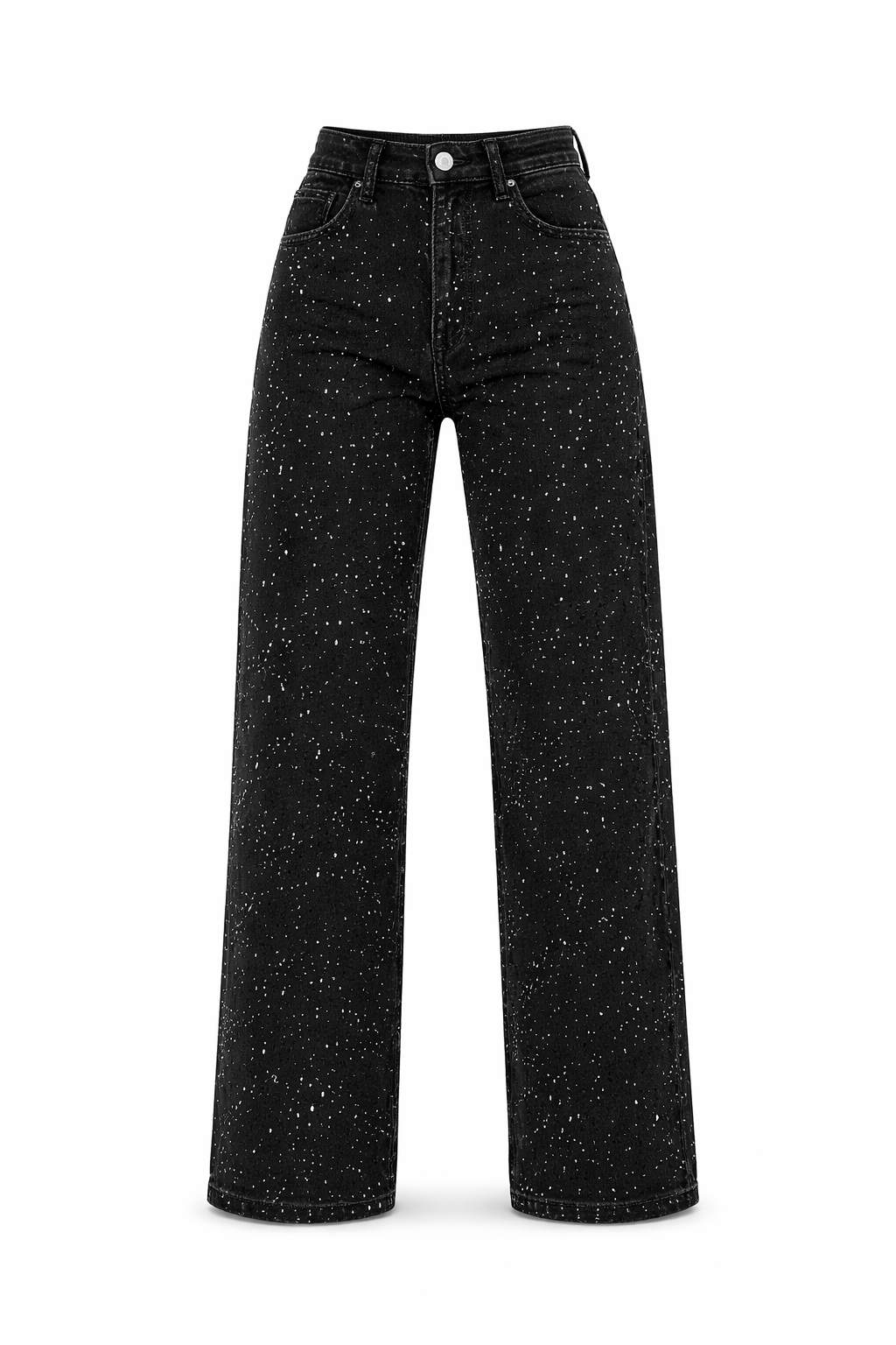 Dames High‑Waist Jeans met Glitter Details | Rechte Pijpen | Guba
