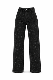 Dames High‑Waist Jeans met Glitter Details | Rechte Pijpen | Guba