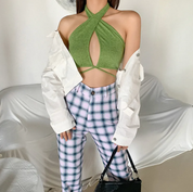Dames Y2K Halter Crop Top | Open Rug & Cut-Out Top | Trendy Zomertop met Strikdetail | Guliati