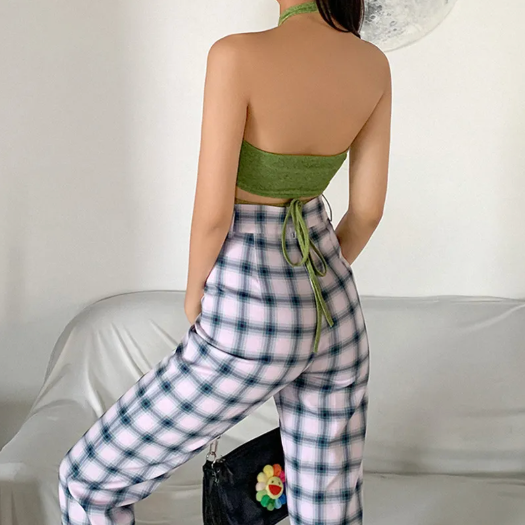 Dames Y2K Halter Crop Top | Open Rug & Cut-Out Top | Trendy Zomertop met Strikdetail | Guliati