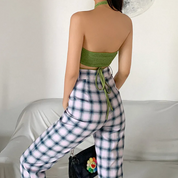 Dames Y2K Halter Crop Top | Open Rug & Cut-Out Top | Trendy Zomertop met Strikdetail | Guliati