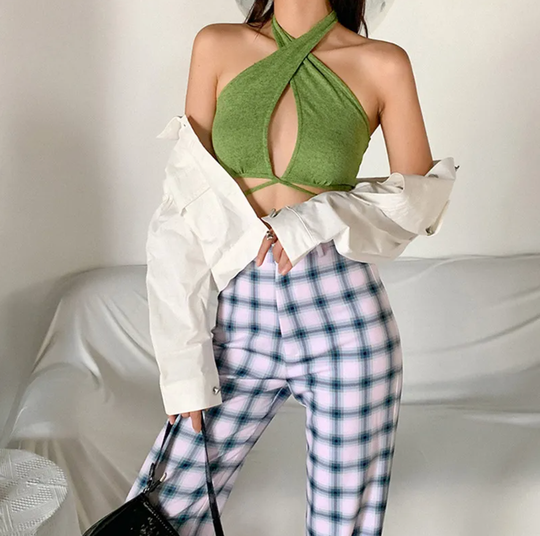 Dames Y2K Halter Crop Top | Open Rug & Cut-Out Top | Trendy Zomertop met Strikdetail | Guliati
