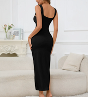 Dames Elegante Slim Fit Cut-Out Maxi Jurk met Split | Guluwati