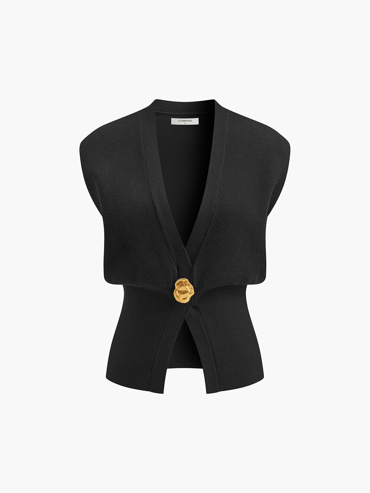 Dames Stijlvolle Gebreide Gilet met V-Hals en Luxe Knoop detail | Gwenn