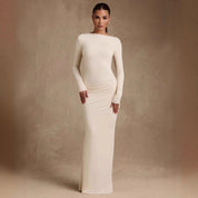 Dames Luxe Bodycon Maxi Jurk met Open Rug | Slim Fit en Stijlvol | Gylana