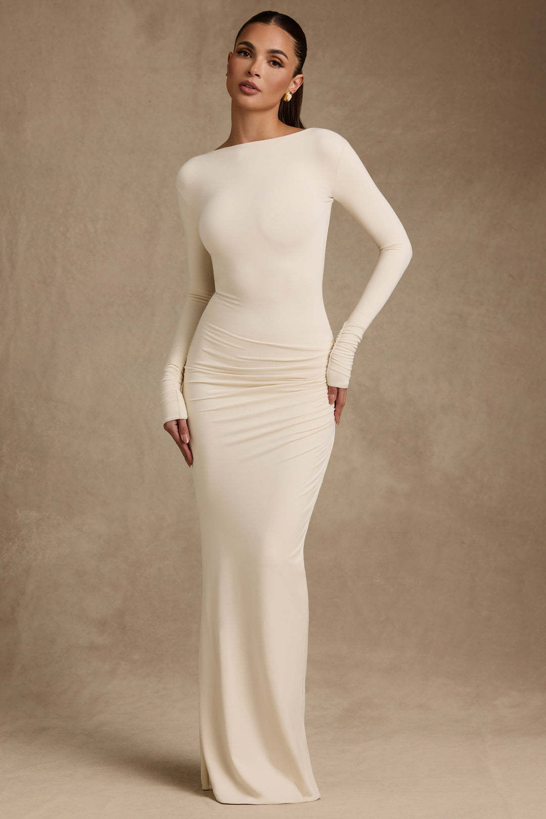 Dames Luxe Bodycon Maxi Jurk met Open Rug | Slim Fit en Stijlvol | Gylana