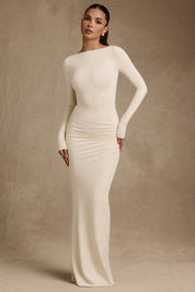 Dames Luxe Bodycon Maxi Jurk met Open Rug | Slim Fit en Stijlvol | Gylana