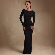 Dames Luxe Bodycon Maxi Jurk met Open Rug | Slim Fit en Stijlvol | Gylana